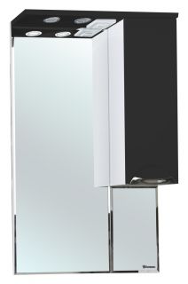 Зеркало-шкаф с подсветкой Bellezza Альфа 65см правый чёрный 00000005265